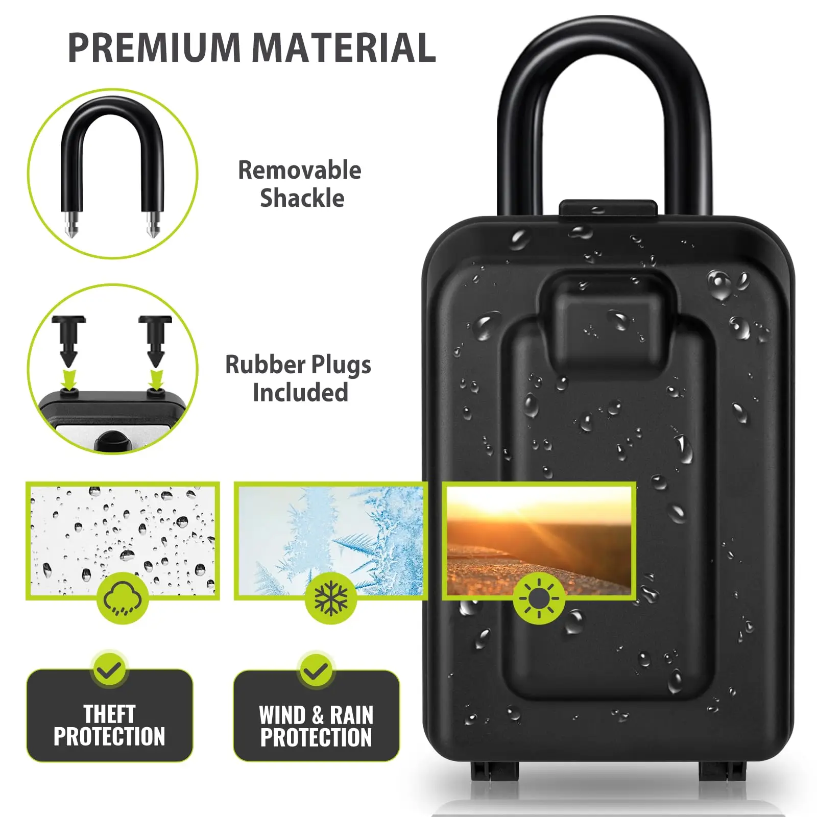 Key Lock Box for Outside Waterproof Lock Box for Keys with Code 12-Digit Combination Lock Storage Box Large Safe Security Lockbo