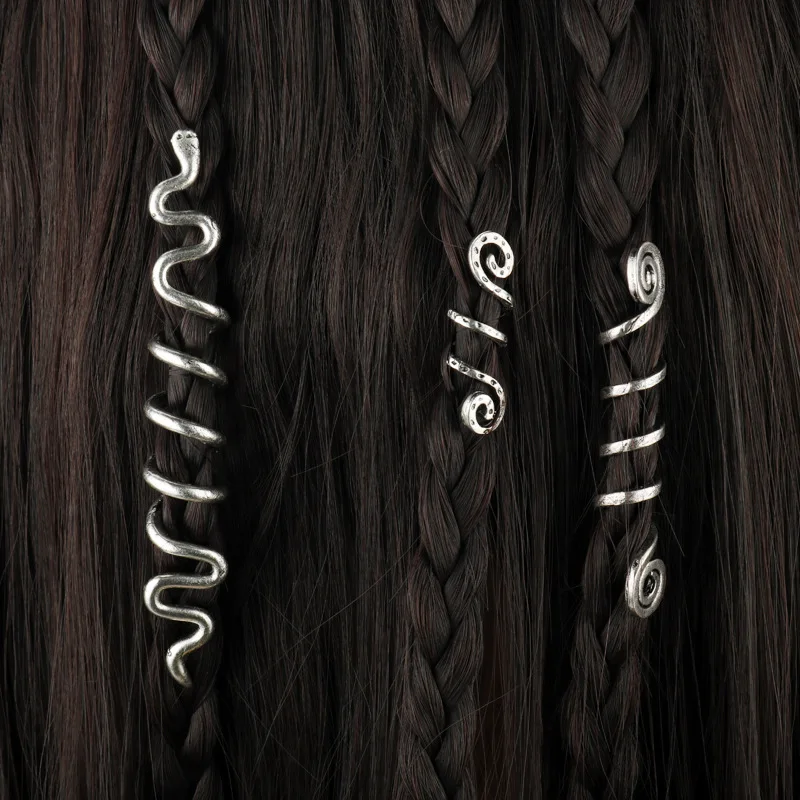 Bronze Tin Viking Spiral Charm Hair Tubes Braid Bread Dreadlock Beads Clips Cuffs Unisex Jewelry Hair Accessories Gifts