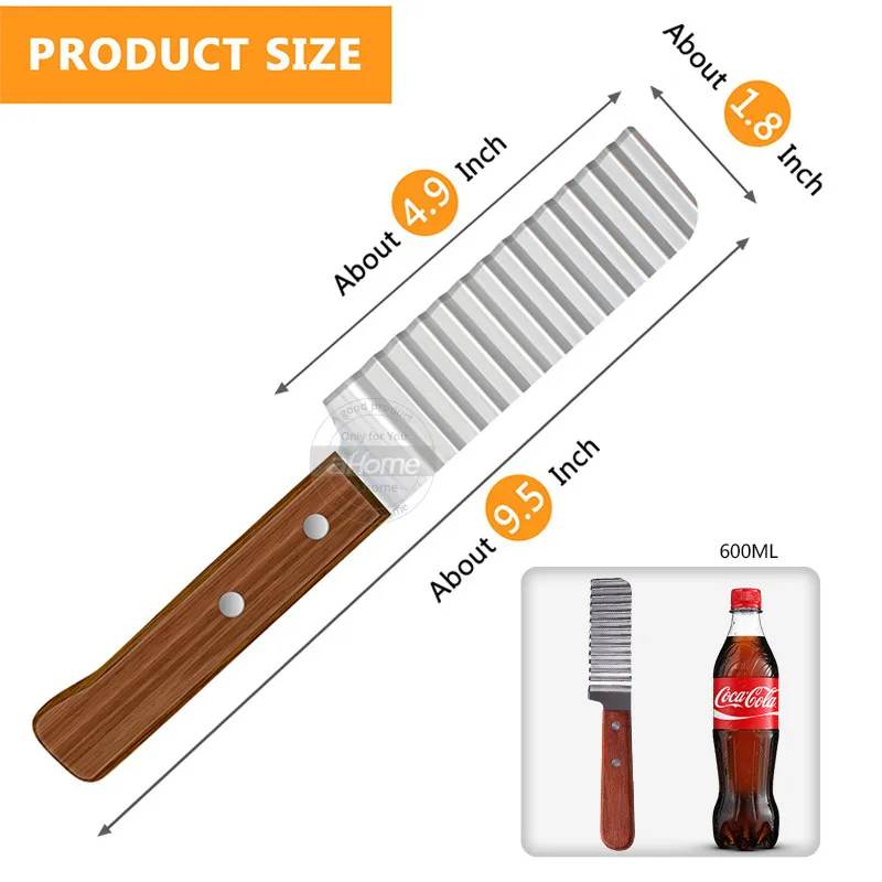 Potato Wavy Knife,French Fries Cutter,Stainless Steel Potato Cutter Knife,Wavy Crinkle Cutter,Vegetable Strips Corrugated Cutter