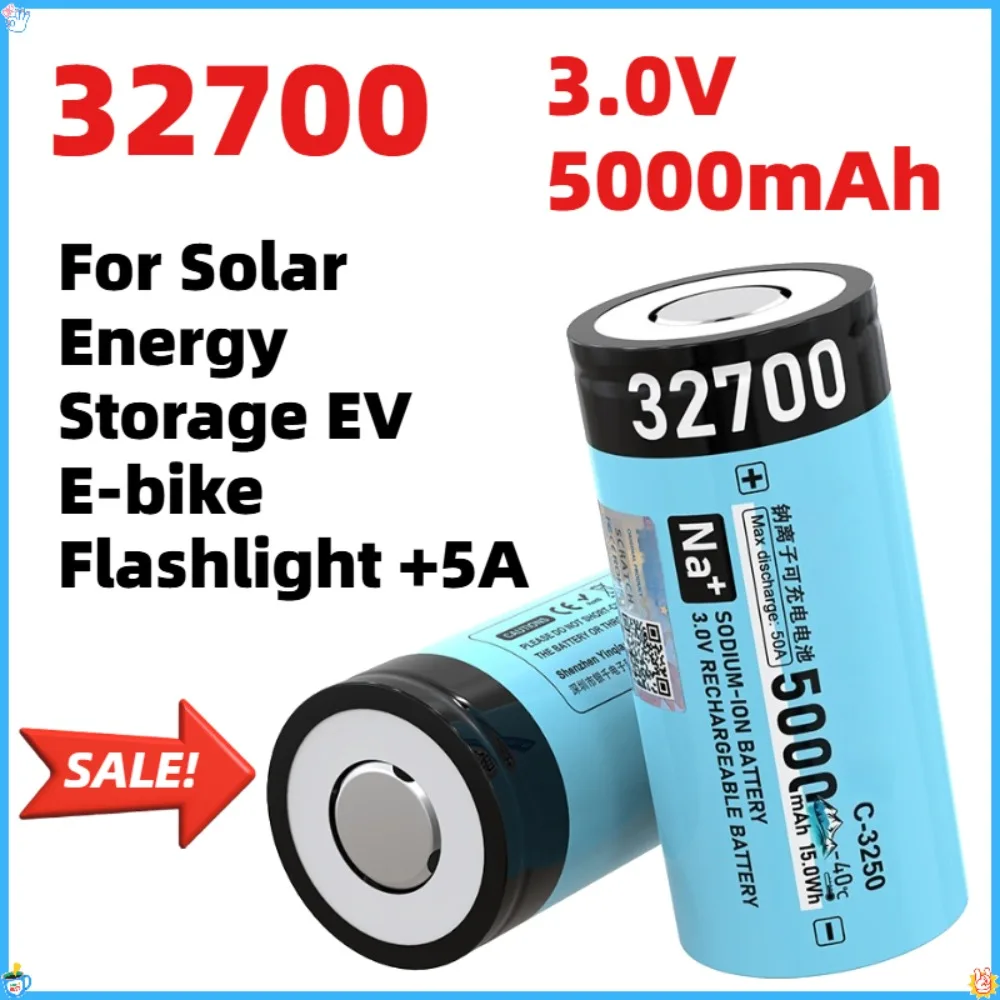 Original Sodium ion Battery 32700 3.0V 5000mAh Rechargeable Cell for Solar Energy Storage EV E-bike Flashlight +5A
