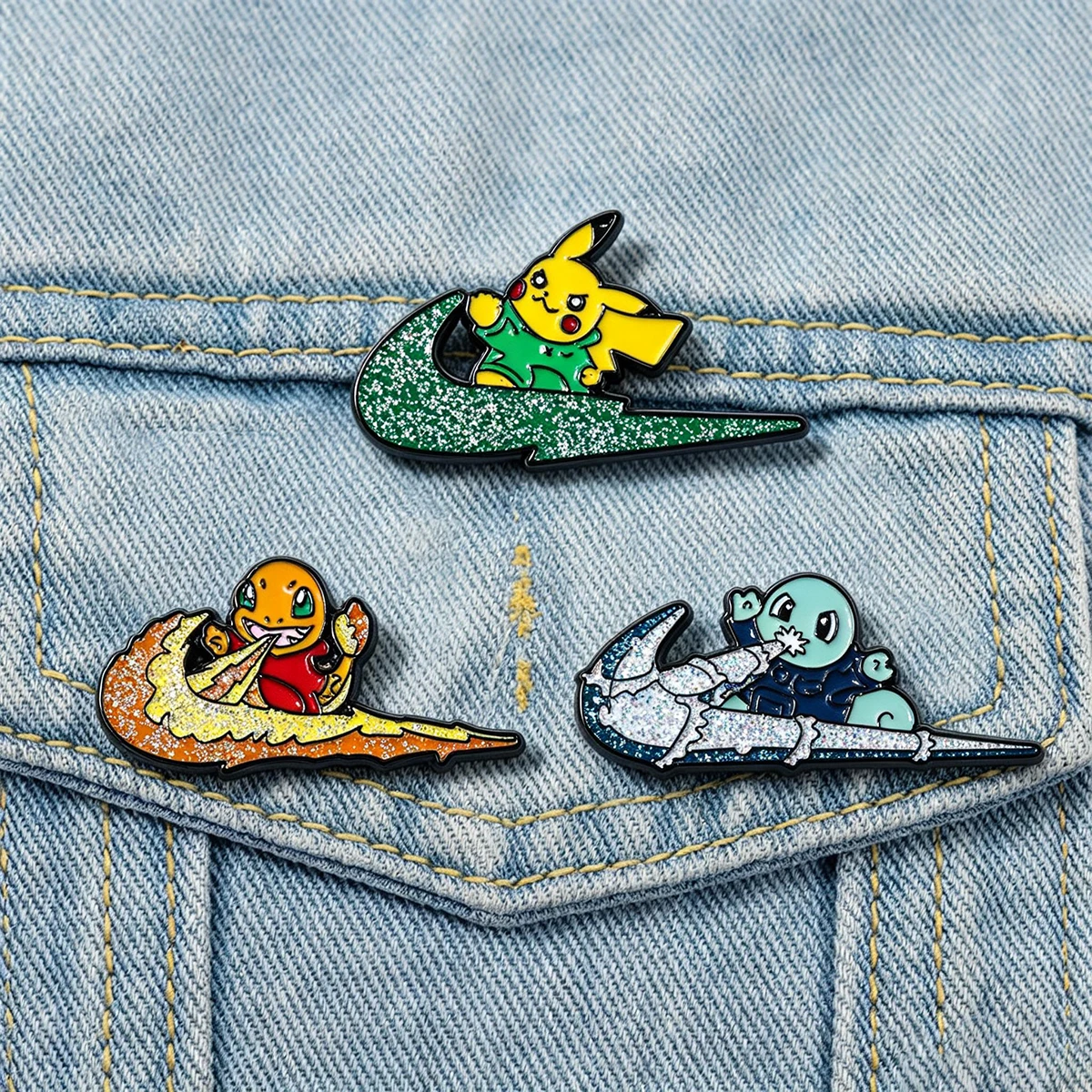 3Pcs/Set Cartoon Anime Pikachu Enamel Brooch Cute Funny Backpack Lapel Metal Badge Cosplay Clothing Jewelry Accessories Gift