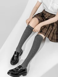 Wool Blend Knee Length Stockings Women's Knitted Long Socks Cotton Ribbed Winter Warm Home High Socks 1 Pairs Soft Holiday