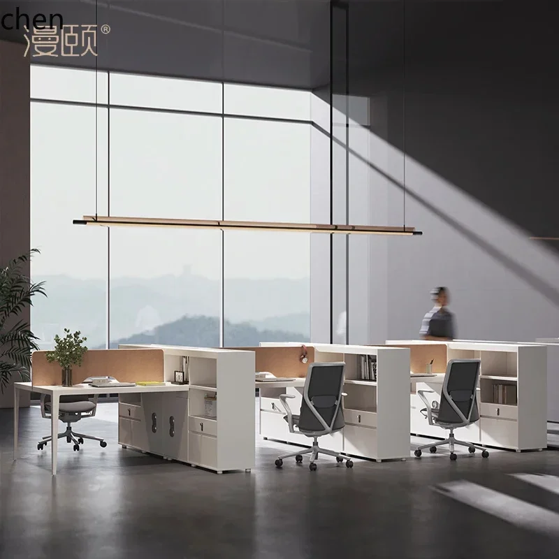 Desk and Chair Combination White Modern Office Screen Partition Workstation Desk