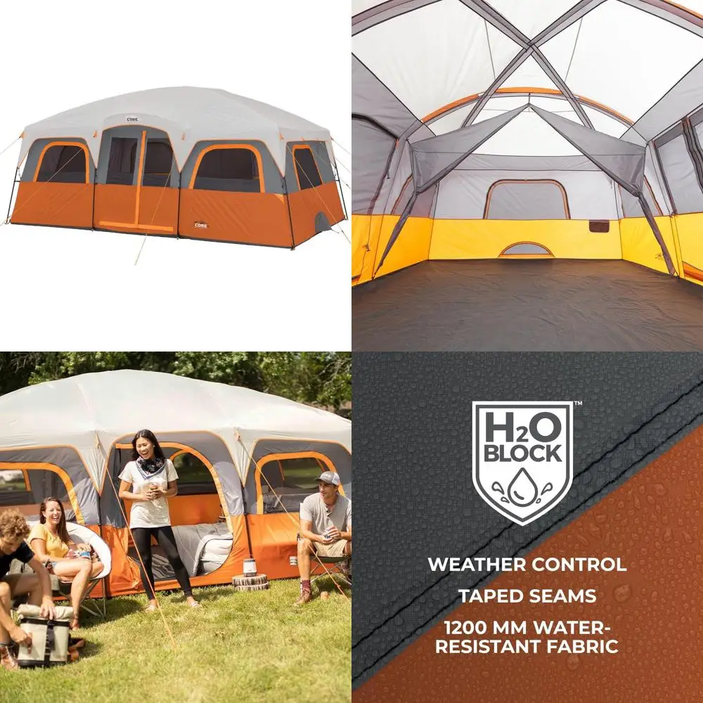 

Семейная палатка для кемпинга на 10–12 человек: просторная многокомнатная кабина для автомобильного кемпинга и поездок на открытом воздухе