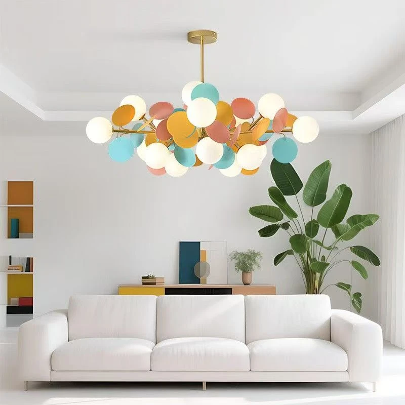 Nordic-Style LED Pendant Lamp Colored Acrylic Designer Glass for Living Dining Children's Room Decorative Lighting