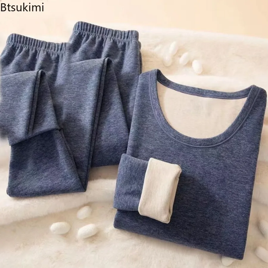 

Новинка 2026, мужское нижнее белье, зимний утепленный пуловер, топы + брюки, мужские и женские крутые, теплые, удобные комплекты джинс