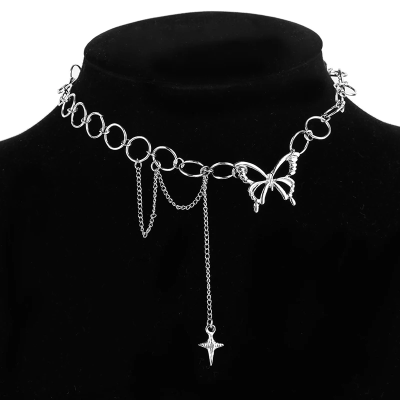 Alloy Butterfly Necklace Moon Star Heart Charm Choker Collar Necklaces For Women Girls Trendy Neck Chain Silver Gold Jewelry