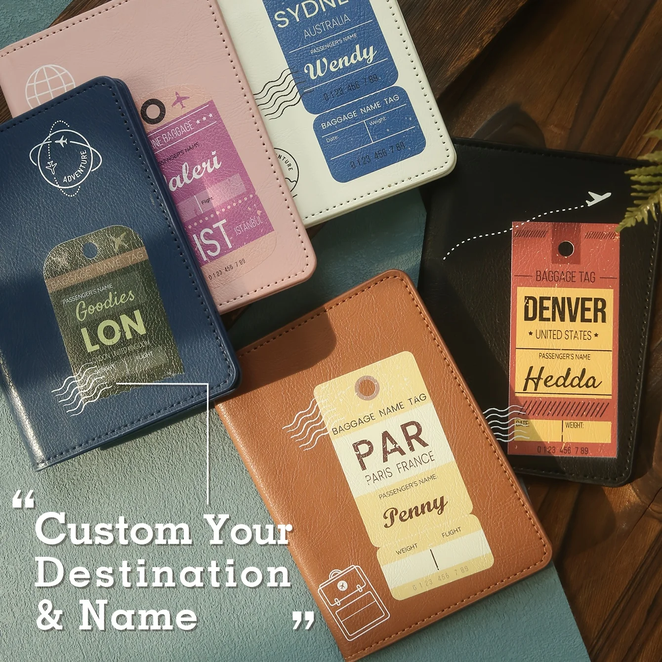 

Customized Name & Destination Passport Cover Personalized Retro Passport Holder Unique Document Card Holder