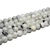 Perles rondes en pierre de lune bleue, encre naturelle du Sri Lanka, pour la fabrication de bijoux, bracelet et collier, 6/8/10MM, 1 brin 15'' 5