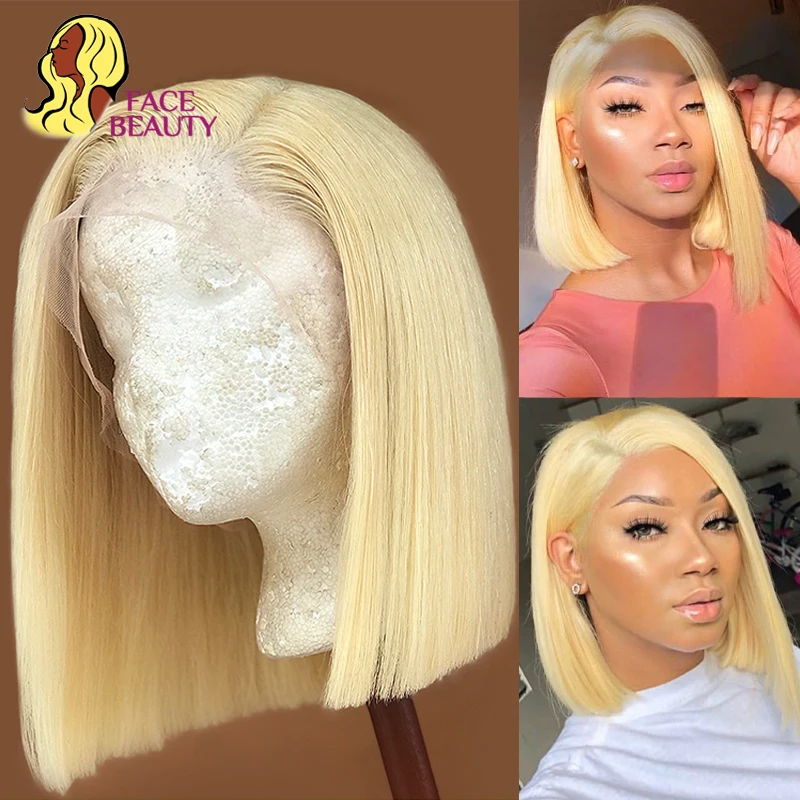 613 Blonde Bob Wig 13x6 13x4 Lace Frontal 5x5 Closure Wig Straight Brazilian Human Hair Lace Front Wigs For Women Pre Plucked