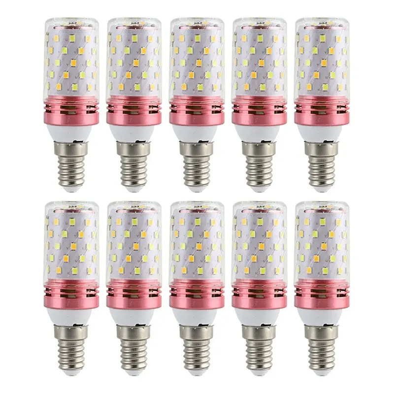 [NEW!A08R】 Corn Bulb E14 12W LED 10Pcs Small Screw-In Smart Efficient Bulb 3 Color Light Dimmable Candle Bulb