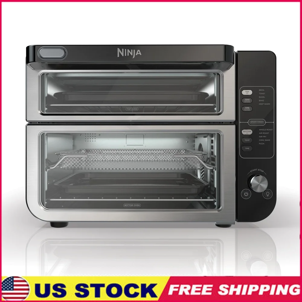 10-in-1 Double Oven FlexDoor Rapid Convection Air Fry Stainless Steel Smart Finish FlavorSeal 10 Cooking Functions Countertop