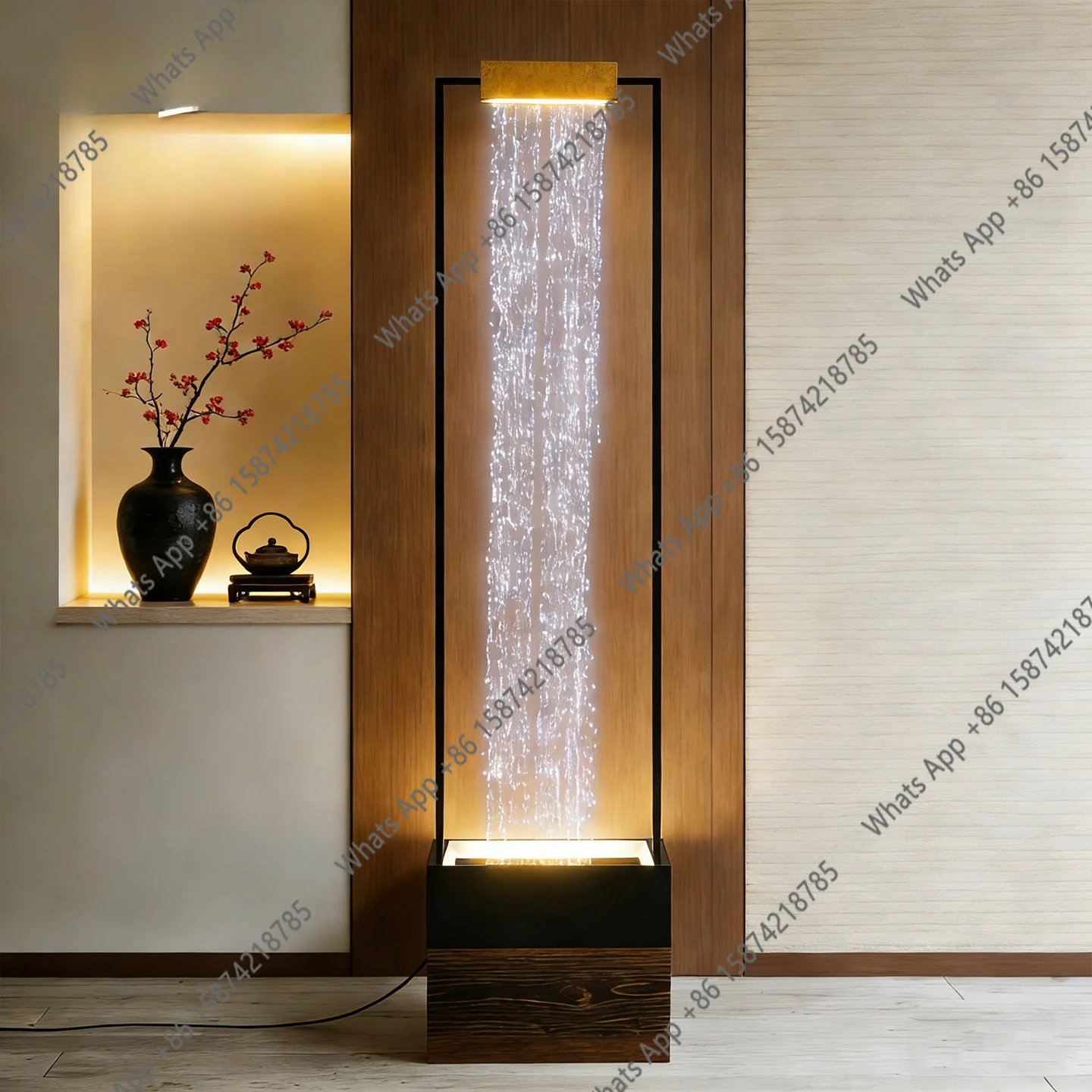 Flowing water ornament floor-to-ceiling modern simple living room TV cabinet circulating water curtain wall entrance decoration