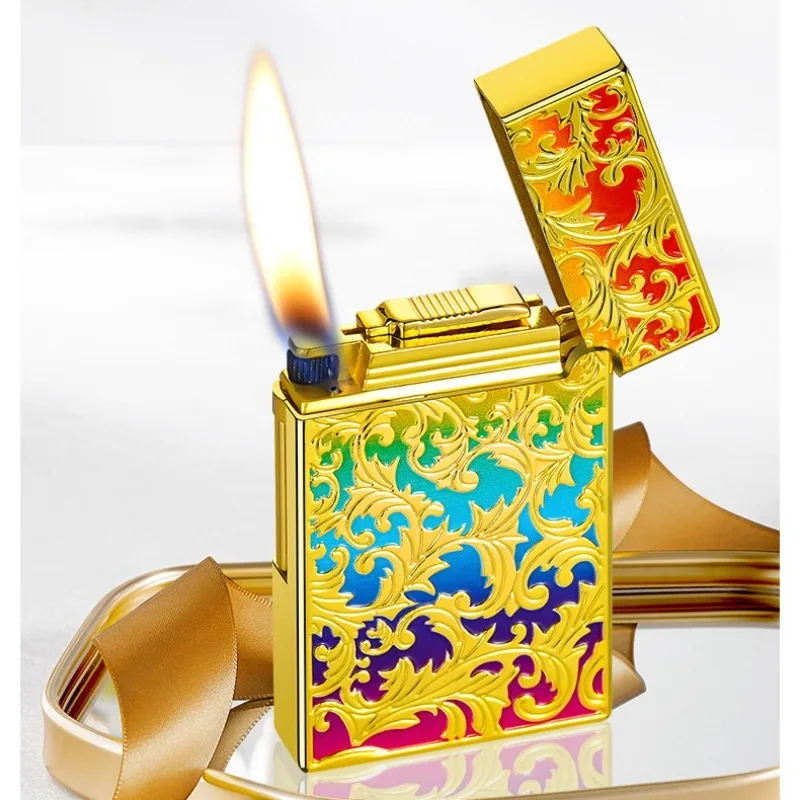 

Colorful Lighter Flowers And Crisp Sound. Lighter Oblique Flame Inflation Side Sliding Grinding Wheel Cigarette Lighter Tool new