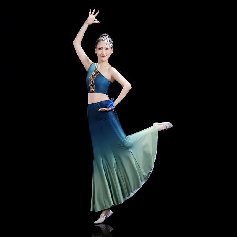 Ethnic Dai Dance Performance Costumes Practice Skirts Female Minority Peacock Dance Wear Traditional Folk Belly National Dance