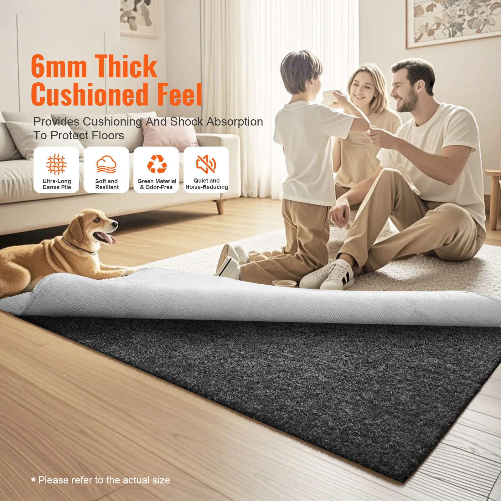 SucceBuy Non Slip Rug Pad Gripper Protective Cushioning Carpet Rubber Pad 0.24