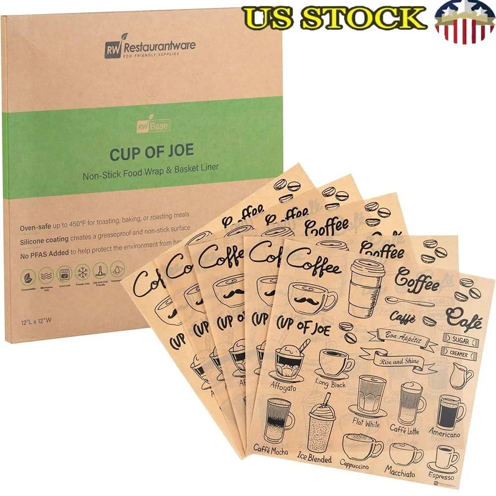 

12 Inch Deli Papers 200 Pack Greaseproof Kraft Sandwich Wrapping Liners BPI Certified Food Basket Liners No Added PFAS