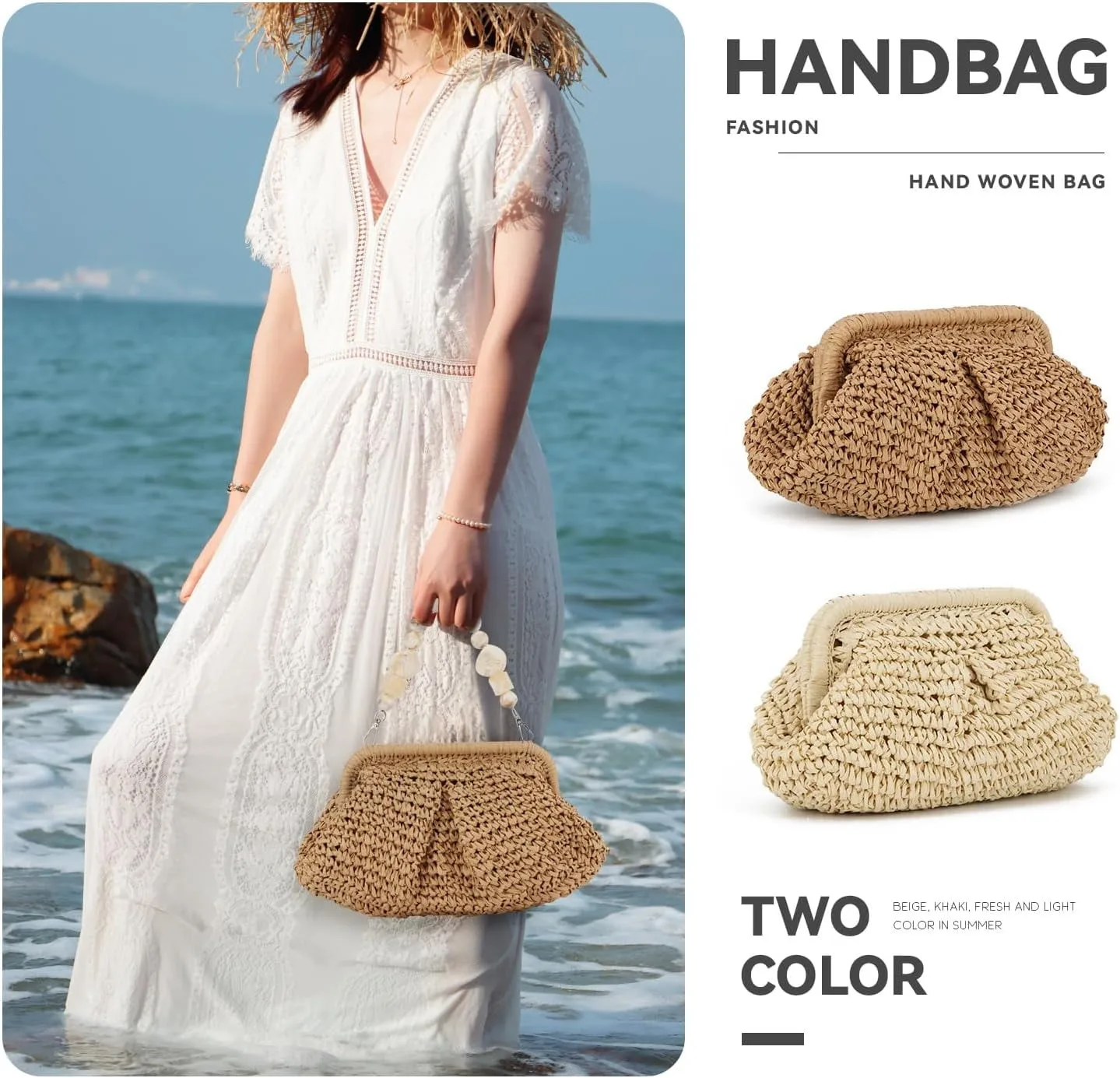 2024 Straw Dumpling Clutch Bag Woven Straw Tote Straw Clutch Purse Women Summer Beach Bag Wicker Clutch Straw Purses For Women