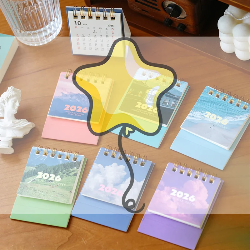 

2026 Landscape Mini Desk Calendar Creative Coil Calendar Planner Desktop Ornament Decoration Office Stationery