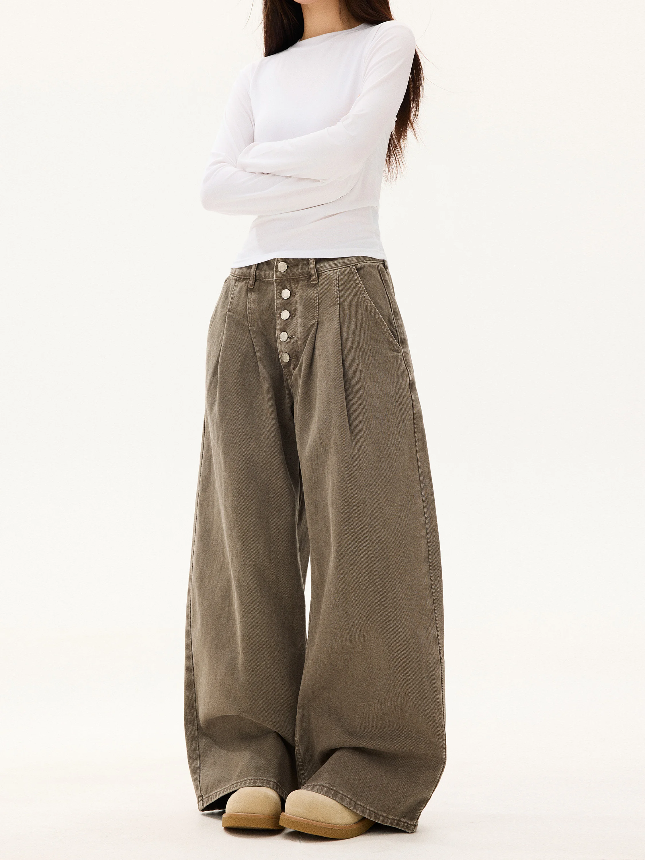 

Мужские джинсы American Sle Waed с застежкой на пуговицах, повседневные, прямого кроя, широкие, свободные, из денима, 100% хлопок