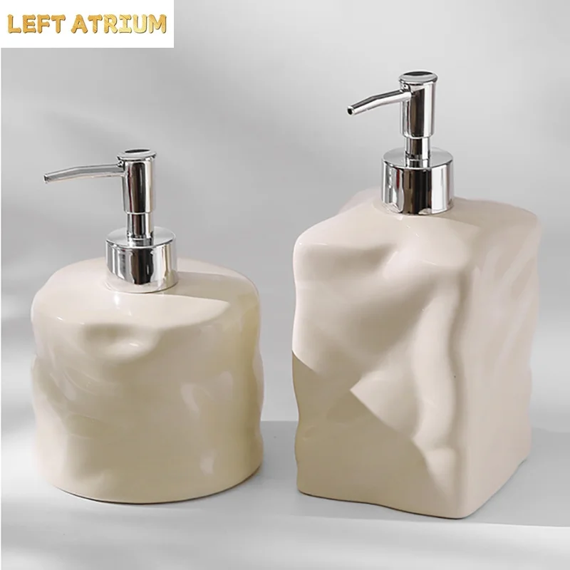 Large Capacity Ceramic Lotion Bottle 600ML High Value Hotel Hand Sanitizer Soap Dispenser Bathroom Shower Gel Shampoo Bottle New