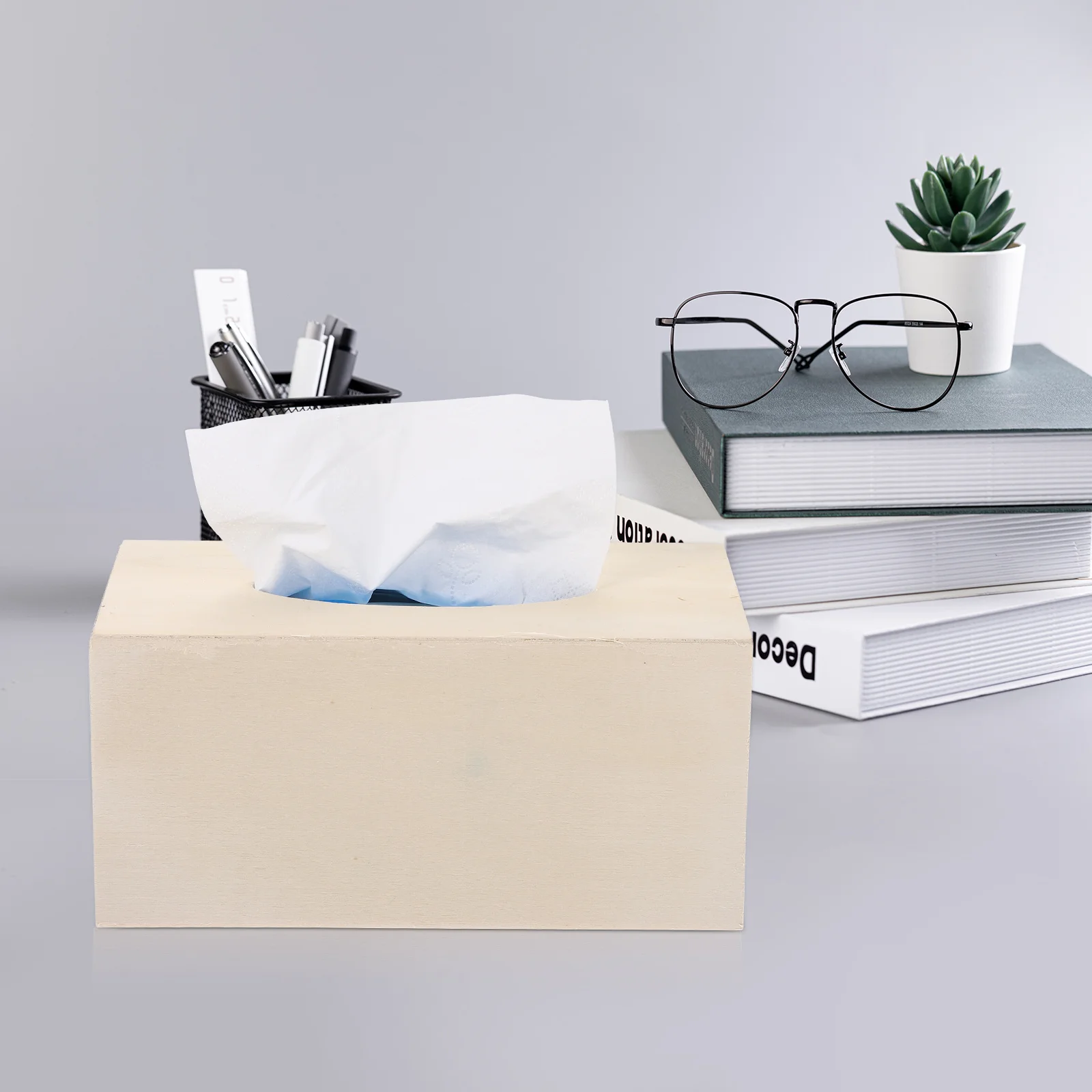 2 Stuks Diy Houten Tissue Dozen Handgemaakte Effen Kleur Servethouders Voor Kinderen Thuisgebruik Houten Tissue Box Servethouders