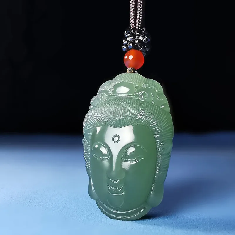 Hetian Oil Green Guanyin , Fashionable Jade Pendant Men And Women, Buddha