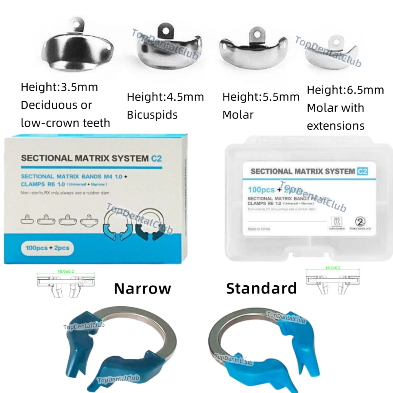 

Dental Sectional Matrix Narrow Ring Titanium Clamp NITI Fits Palodent Plus Style