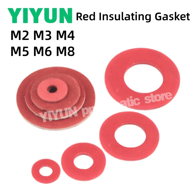 100-1000pcs M2 M3 M4 M5 M6 M8 Red Insulating Gasket Spacer Vulcanized Fibre Insulation Washer Washers Gaskets 0.5-1mm Thickness