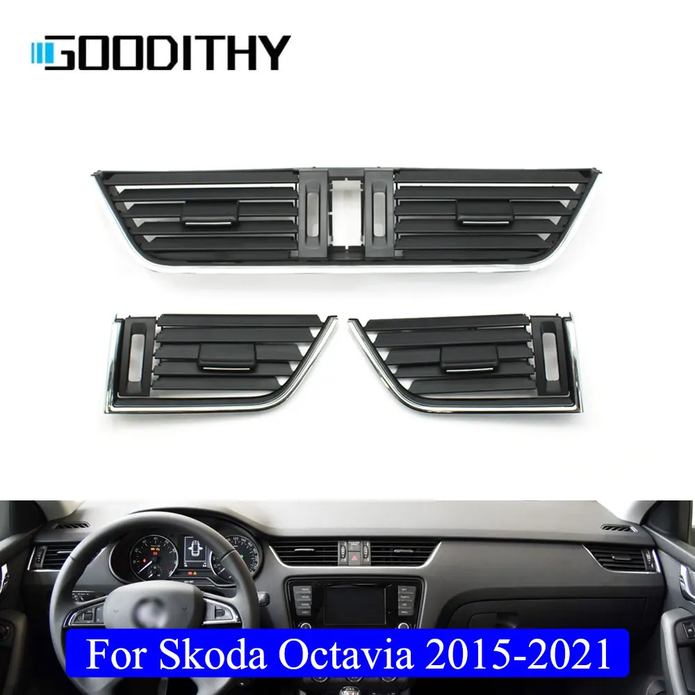 For Skoda Octavia Car Dashboard Front Left Right Central AC Vent Grille Outlet Panel Cover 2015-2021 5E0820951C 5E0820951D