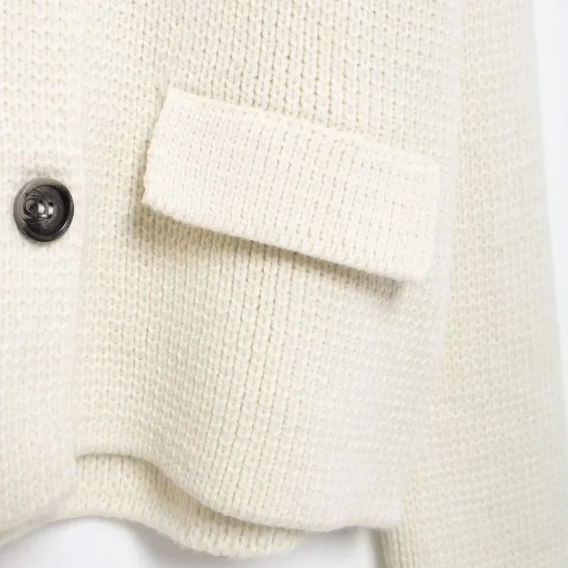 TRAF maglione da donna cardigan corto 2024 autunno elegante manica lunga Top cardigan lavorato a maglia capispalla da donna cappotto corto Casual