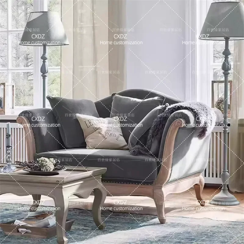 Antique Solid Wood Single Sofa Retro Leisure Armchair for Living Room Villa Small Apartment Tiger Chair Home Furniture