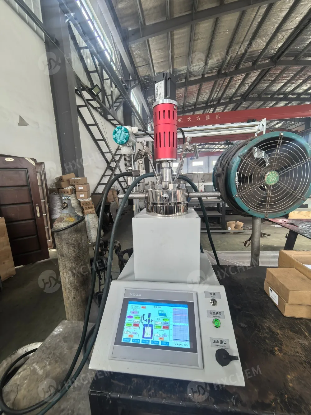 250ml Top-Entry Mini Pressure Reactor Stirred Reaction Kettle with Core Components Pressure Vessel Motor PLC Engine