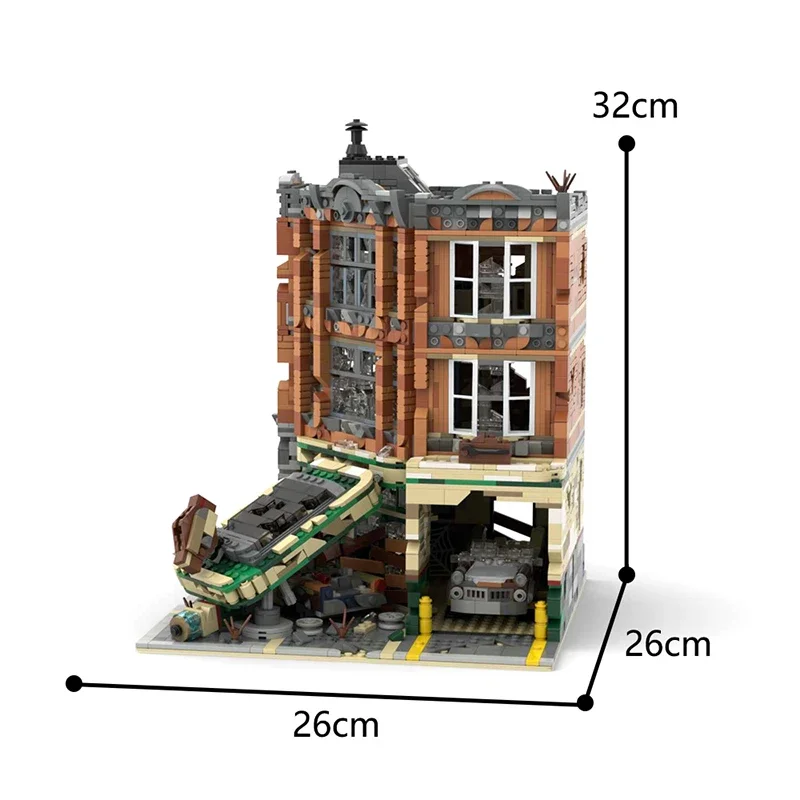 Moc City Architecture Corner Garage Auto Model Bouwsteen Set Autolift Diner Winkel MOC-66422 Constructeur Bakstenen Speelgoed Geschenken