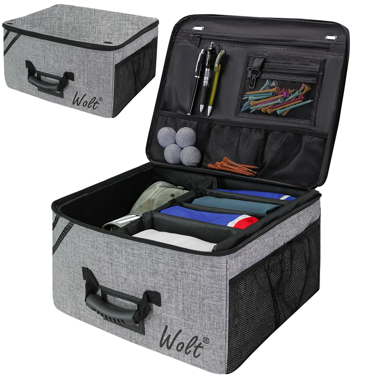 WOLT | Golf Trunk Organizer-Collapsible & Foldable Golf Travel Bag, Waterproof Car Golf Locker with Separate Compartment,Durable