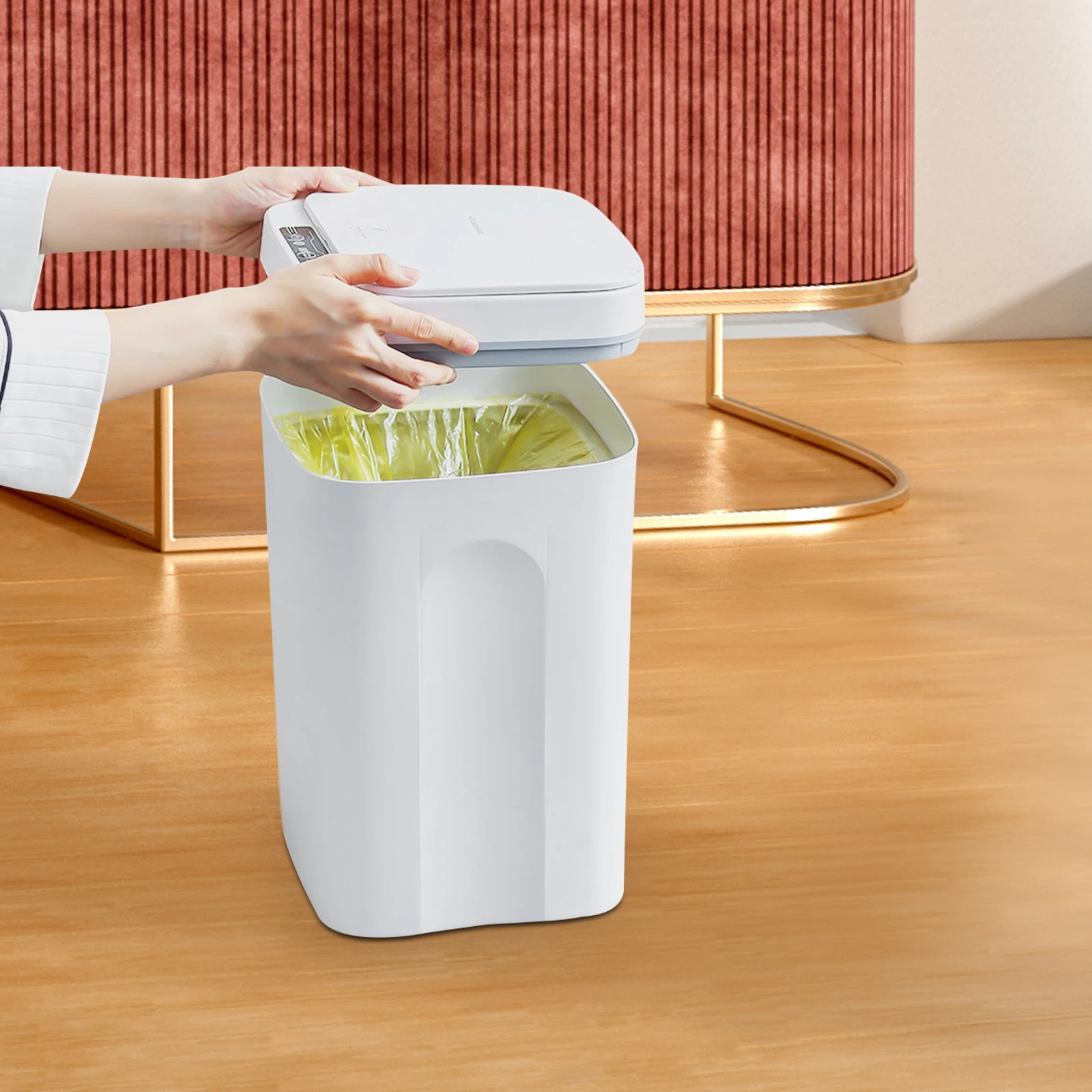 16L Indoor Outdoor Bathroom Trash Can Touchless 4.22 Gallon Automatic Motion Sensor Smart Trash Can White 16L