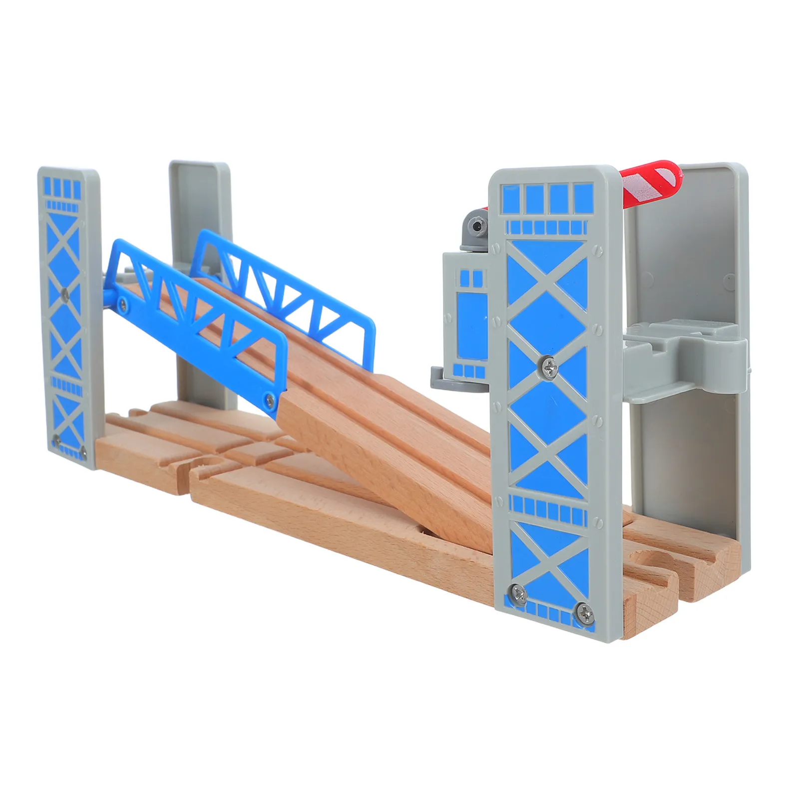 

1 Set Wooden Train Track Bridge Creative DIY Railway Railroad Raised Bridge for Kids 3 Years and Up