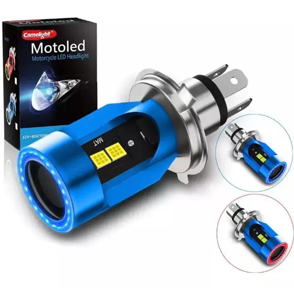 1PCS NEW Angel Eyes CSP Motorcycle Headlight Bulbs H4 LED Motorbike Head Lamp Scooter Accessories Fog Light 25W 2600LM