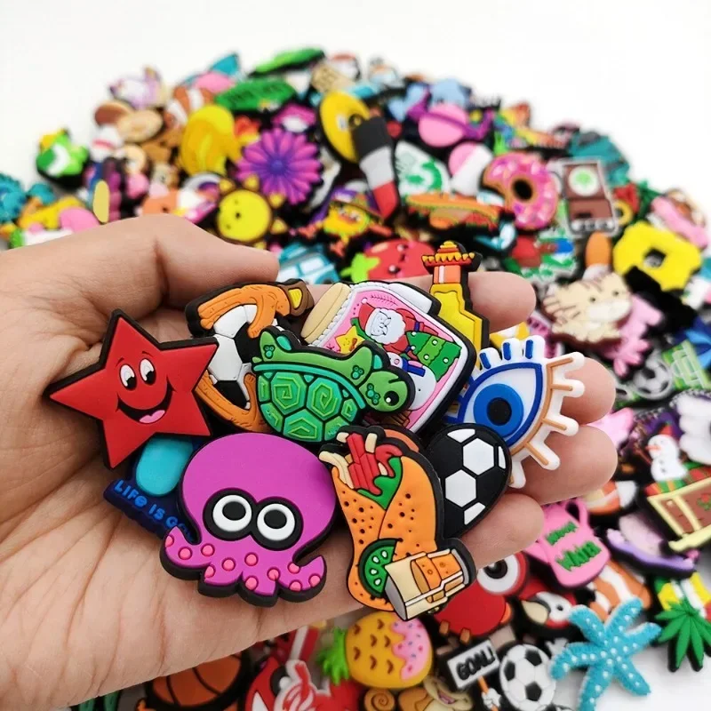 100 Pcs Cartoon Shoe Charms for Crocs Jibits Bubble Slides Sandals PVC Shoe Decorations Accessories For Teens