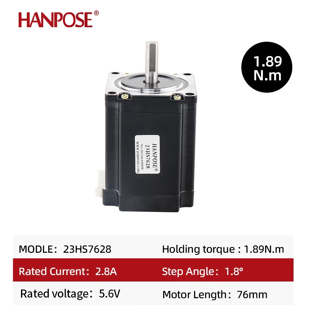 HANPOSE NEMA23 2.8A 189N.CM 57 stepper motor 23HS7628 with TB6600 driver controller for 3D printer