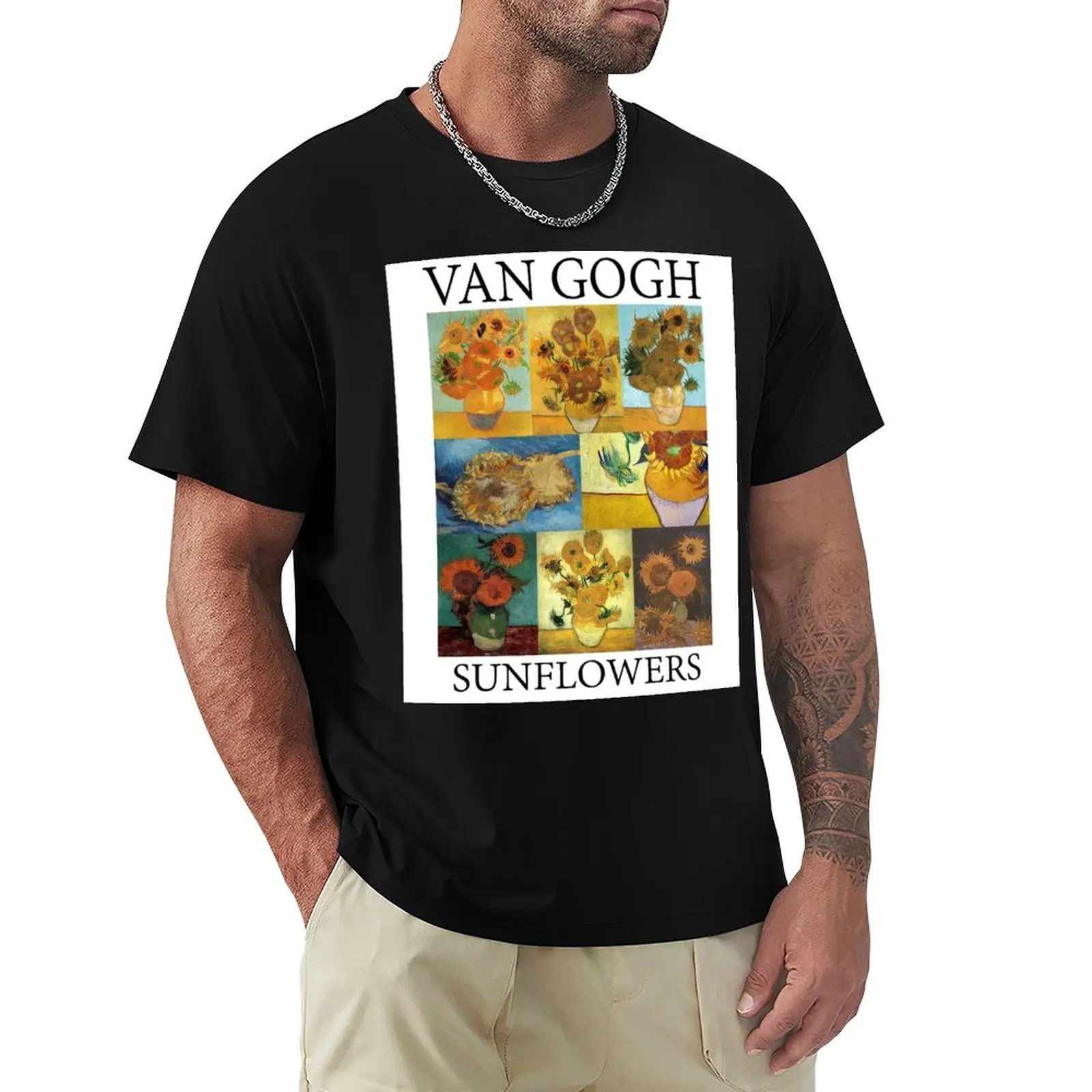 Gogh Sunflowers T-Shirt Outdoor Work Short Sleeve Top
