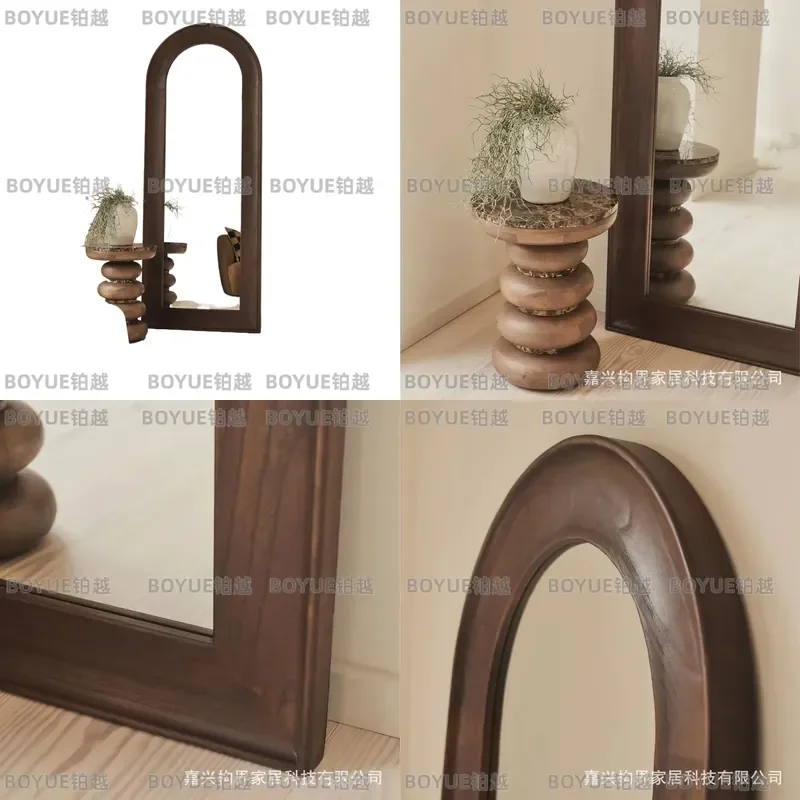 Full Body Solid Wood Frame Mirror HD Wall Hanging Floor Standing Dressing Mirror for Bedroom Home Decor Fitting Room Use