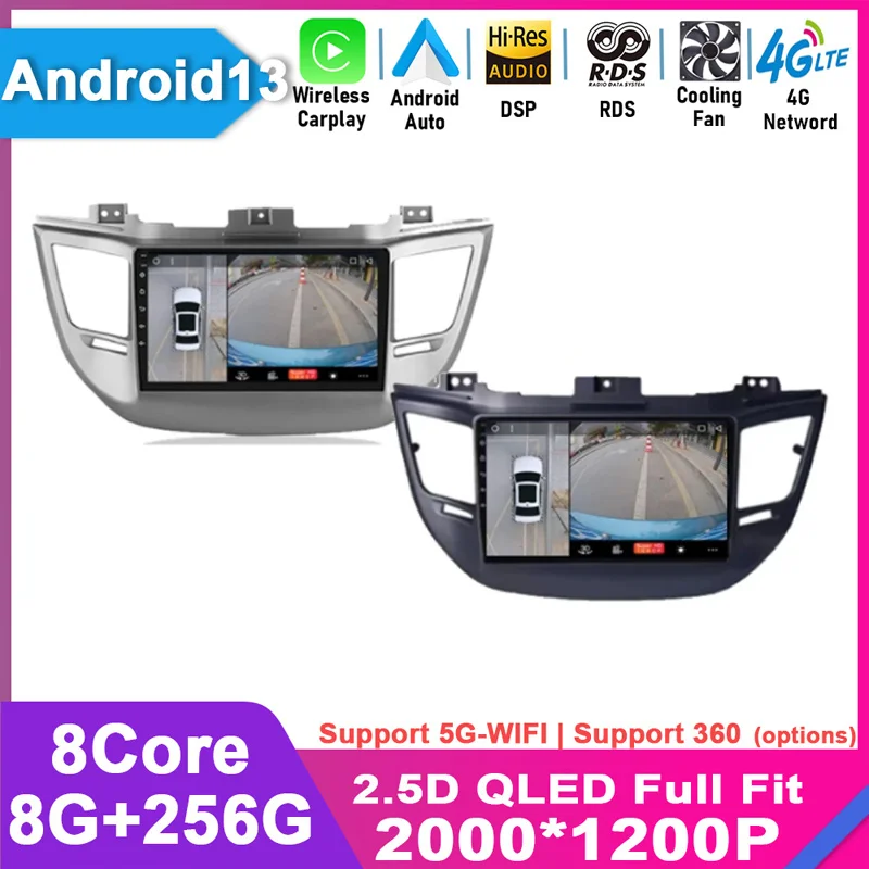 For Hyundai Tucson / IX35 3 2015 - 2018 4G Carplay DSP 2 din Android 13 Auto Car Radio Multimedia Video Player Navigation GPS