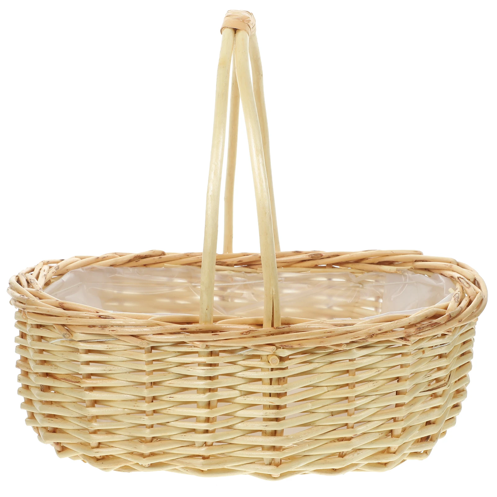 

Wicker Woven Storage Basket Flower Arrangement Basket Picnic Basket Handle Easter Handles Vegetable Garden Rustic Decorative