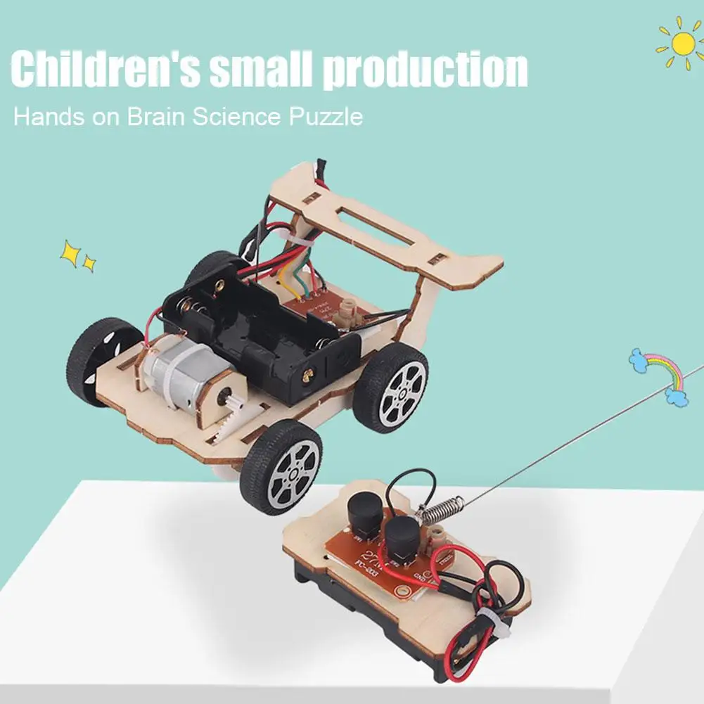 DIY Remote Control Racing Car Model Technology Handmade Materials Children's Science Experiment Set Wooden Plastic