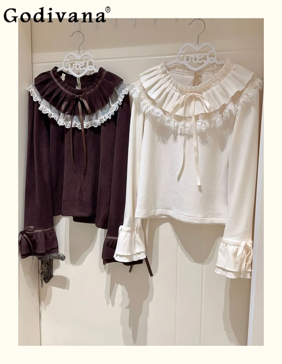 

Winter Lolita JSK Inner Wear Sweet Cute Girl Round Neck Top Autumn Winter Base Layer Warm Versatile Top