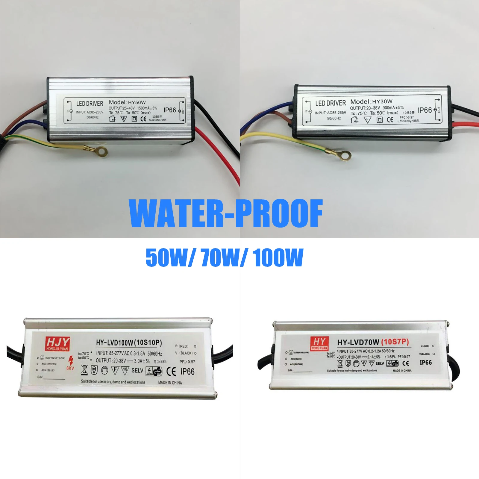 Waterproof LED Driver 50W 70W 100W DC20-38V 1.5A 3A Power Supply Floodlight LED Driver Light Transformer IP66 Adapter Aluminum