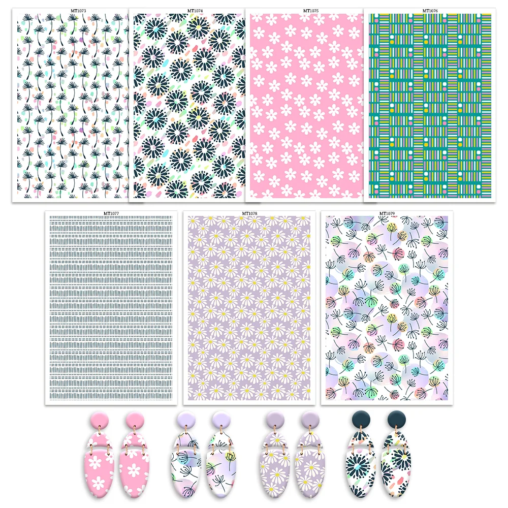 زهرة الهندباء يرتجف النقاط خط نمط لينة السيراميك أقراط نقل المياه ورقة ملصق لصنع المجوهرات