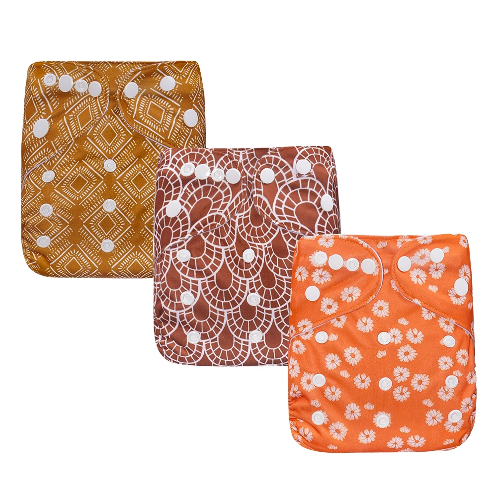 Fraldas De Pano Do Bebê Recém-nascido, Reutilizável, Impermeável, Eco-Friendly, Ajustável, Camurça, Fralda De Bolso, 3Pcs Set