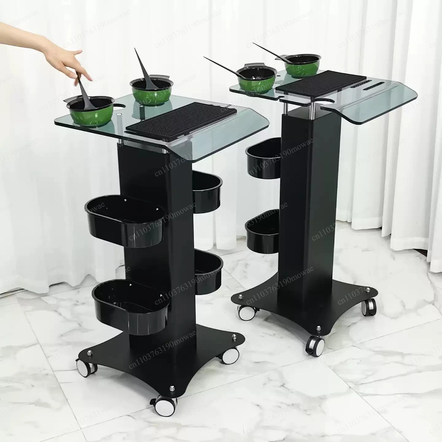 Barber Shop Perm and Dye Cart Tool Cart Acrylic Panel Beauty Salon Locker Haircut Tool Storage Cart